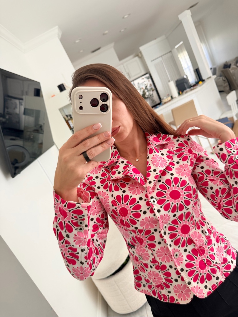 Vintage Y2K D&G Dolce & Gabbana Floral Jacket Pink White